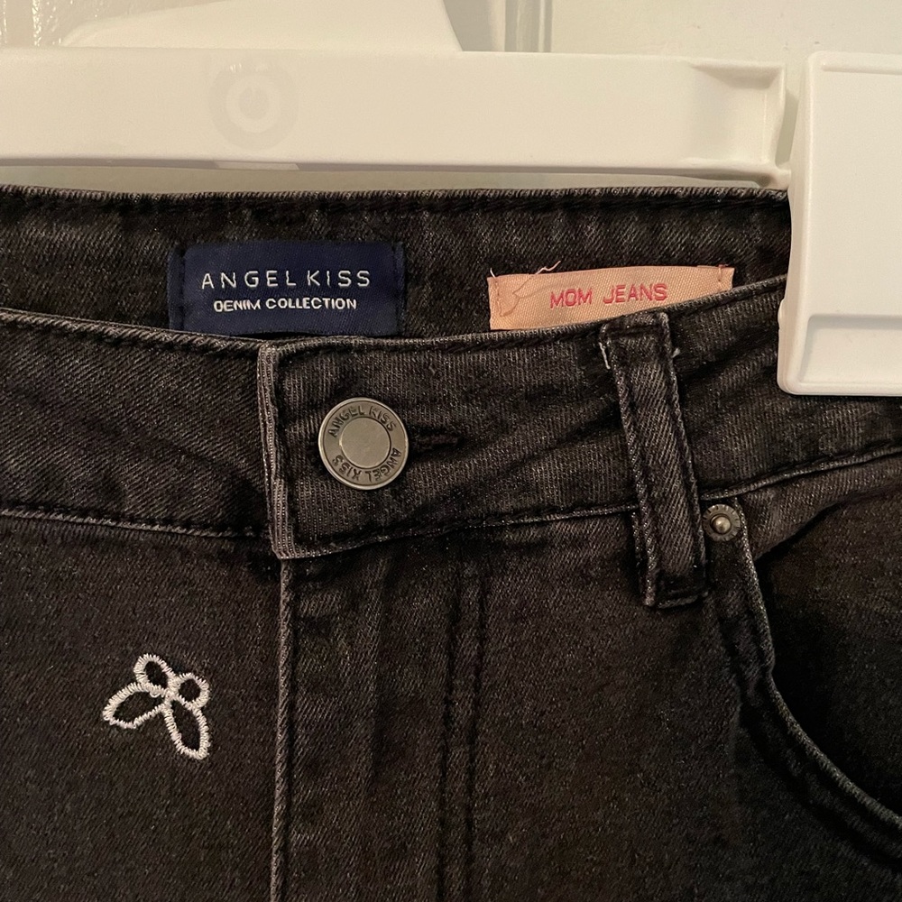 Black butterfly mom jeans